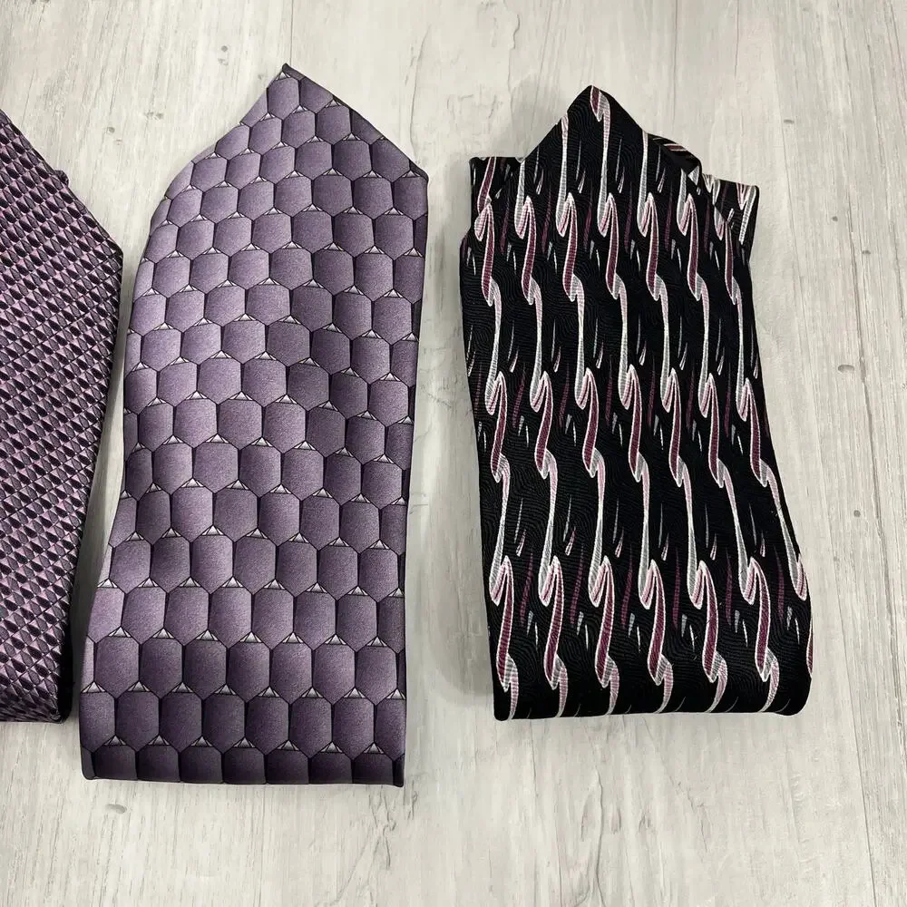 5pc Silk Tie Bundle Purple Vintage Modern Neckwear Professional Crafts Business
